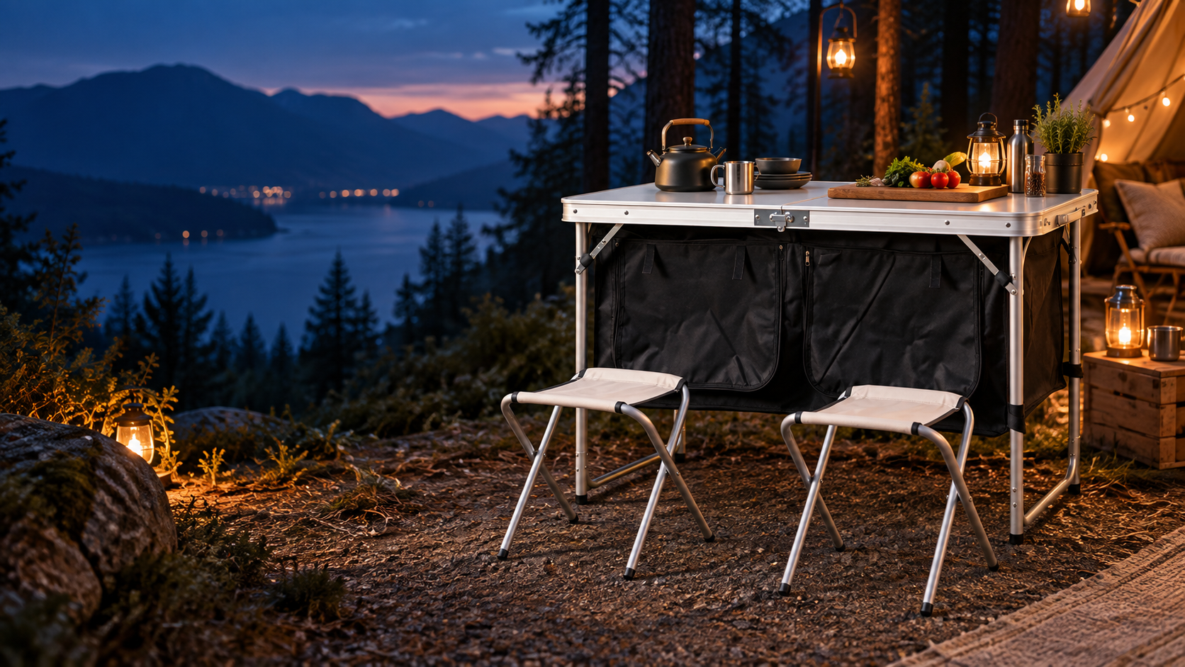 CHUNHAI camping cabinet table in a forest